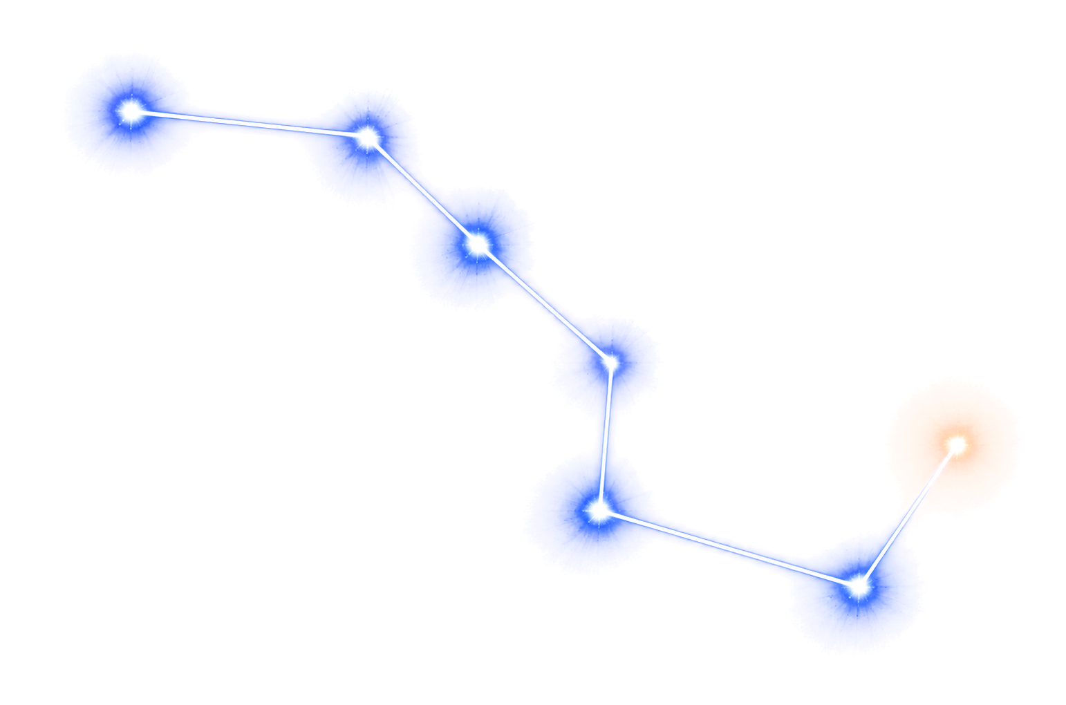 The approved blue-white Big Dipper artwork: seven luminous stars, with a warm-gold star at the upper right.